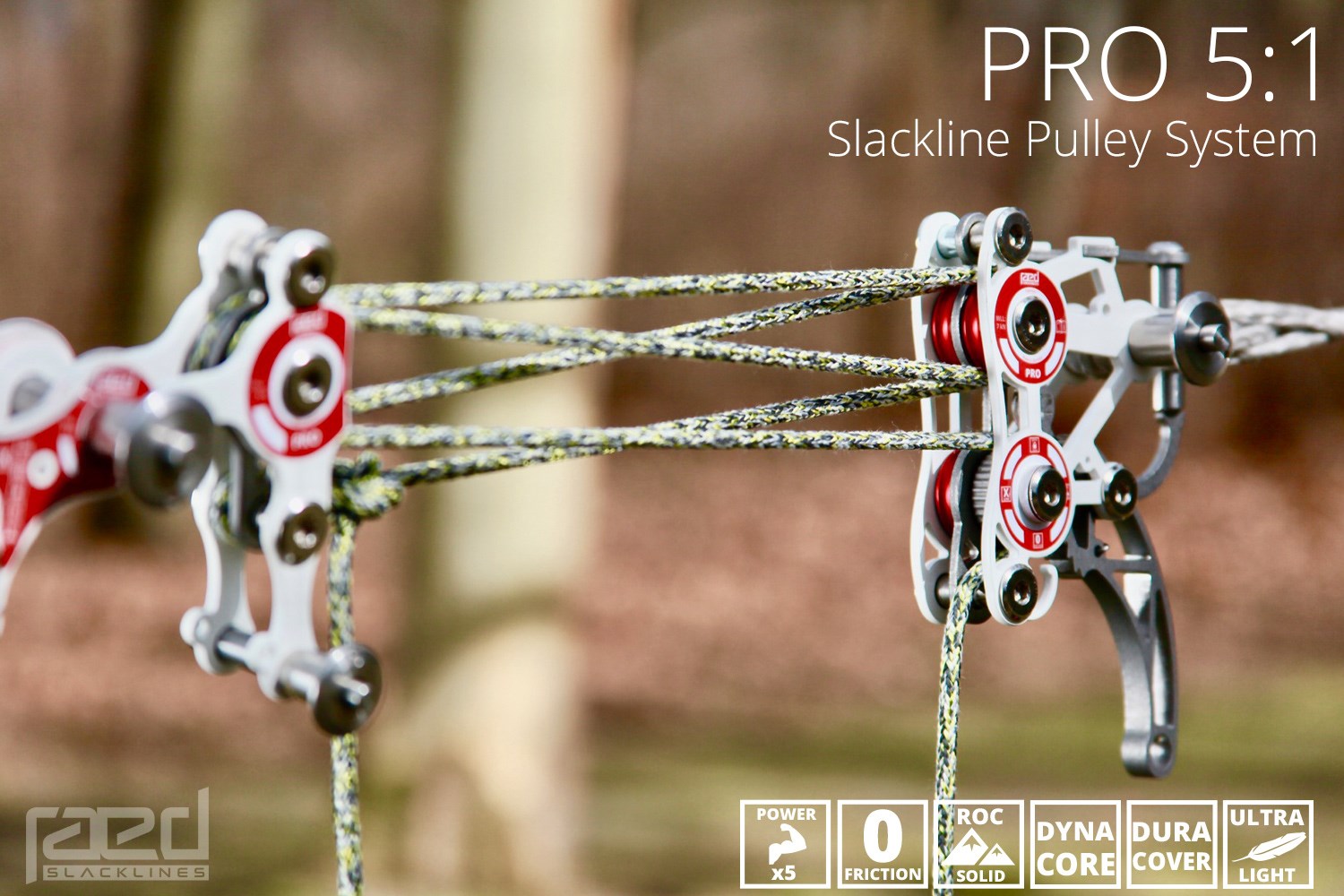 New slackline pulley system: PRO 5:1 pulleys