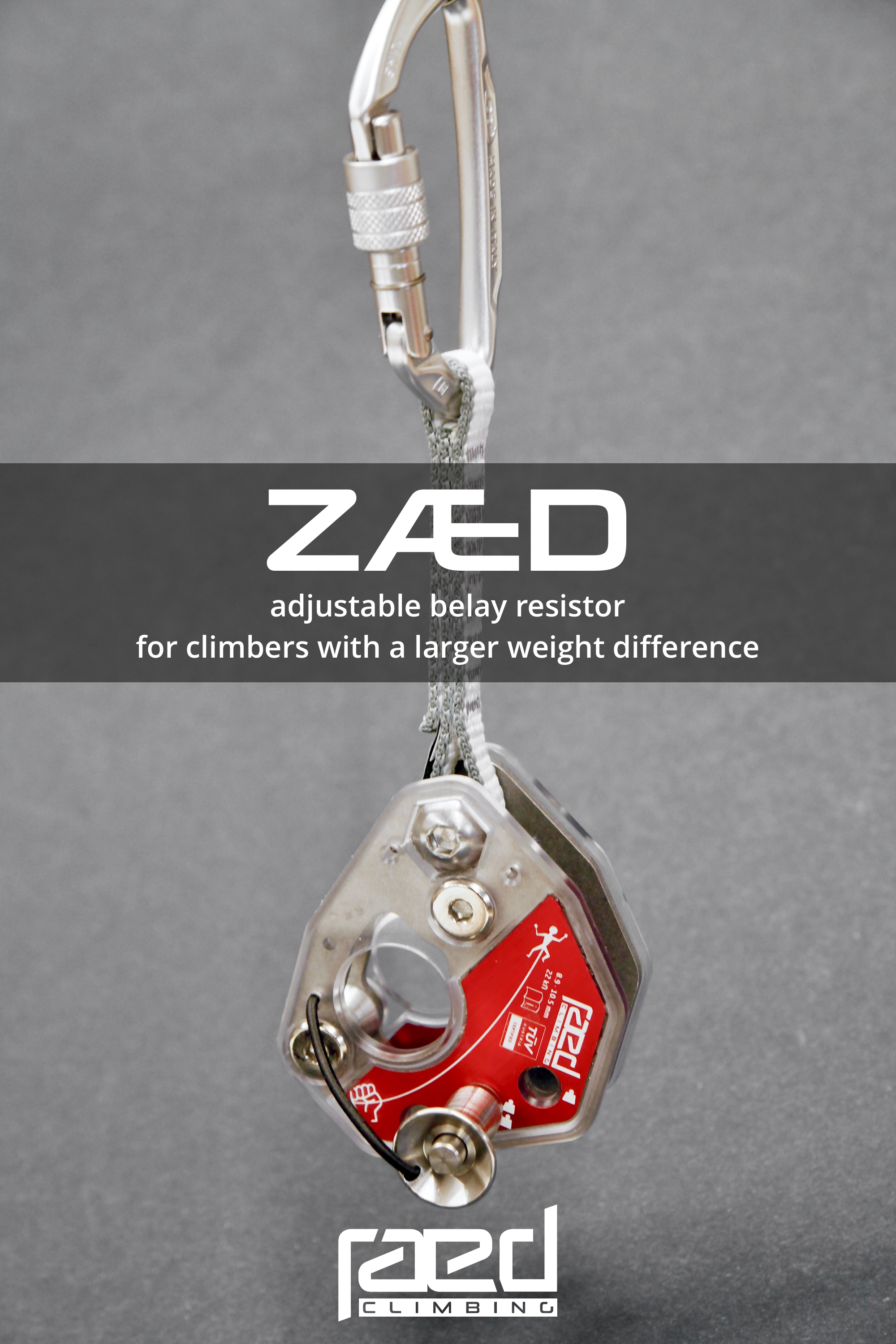 raed releases ZAED, a revolutionary belay device for sports climbers with a larger weight difference to their belayer
